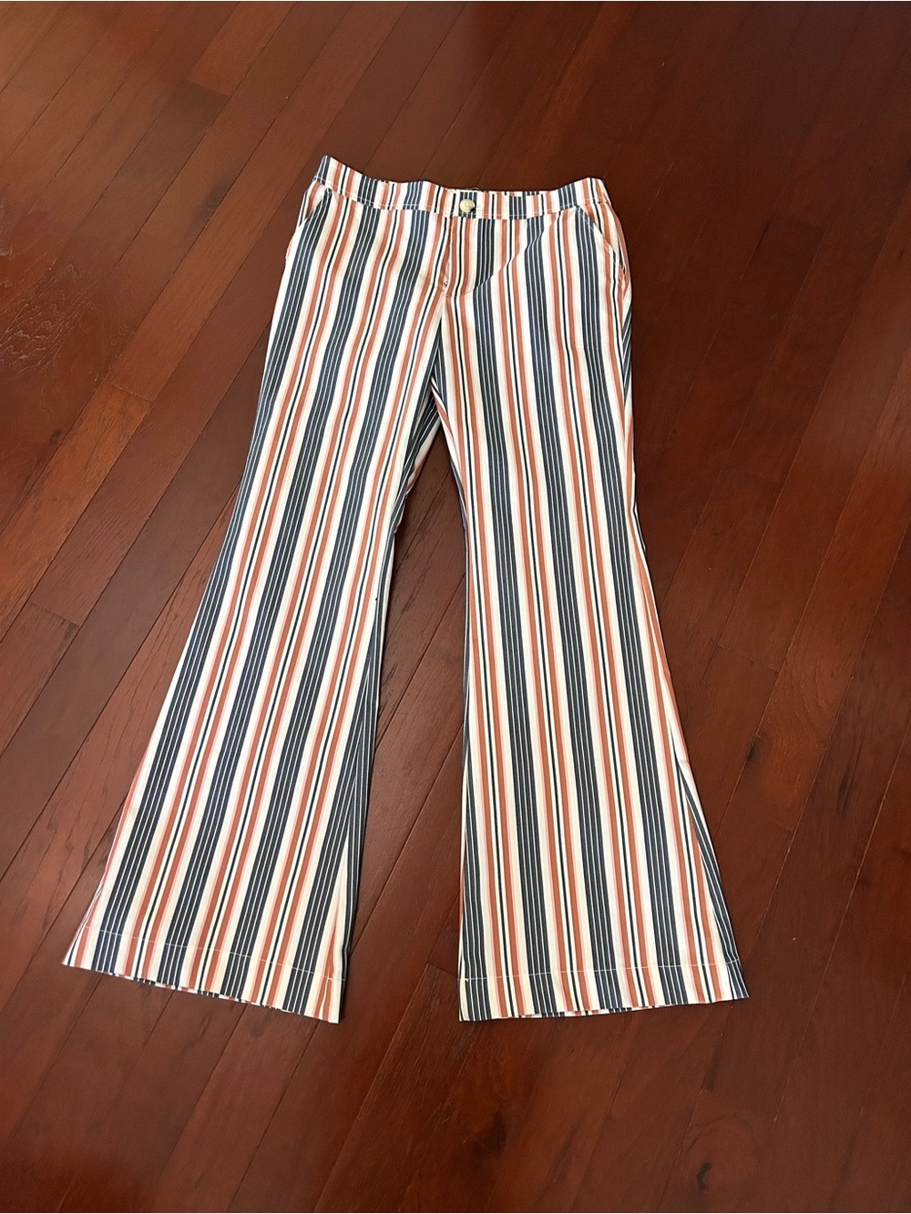 Anthropologie Low-Rise Striped Flare Pants Size 6 excellent - Picture 3 of 13